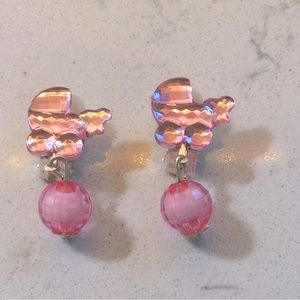Pink and silver clip on earrings